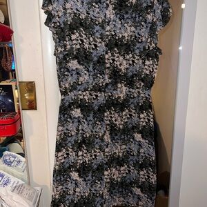 Elegant Black and Blue Floral Dress